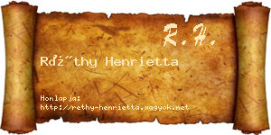 Réthy Henrietta névjegykártya